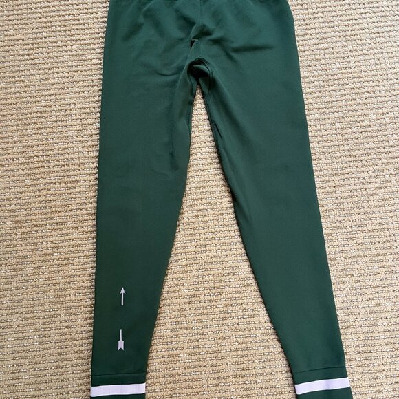 The Upside Form Seamless Midi Leggings Olive Green with Pink Stripe Size M - Picture 11 of 11